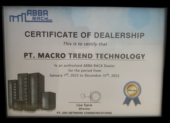 Certificate Is an authorized ABBA RACK Dealer