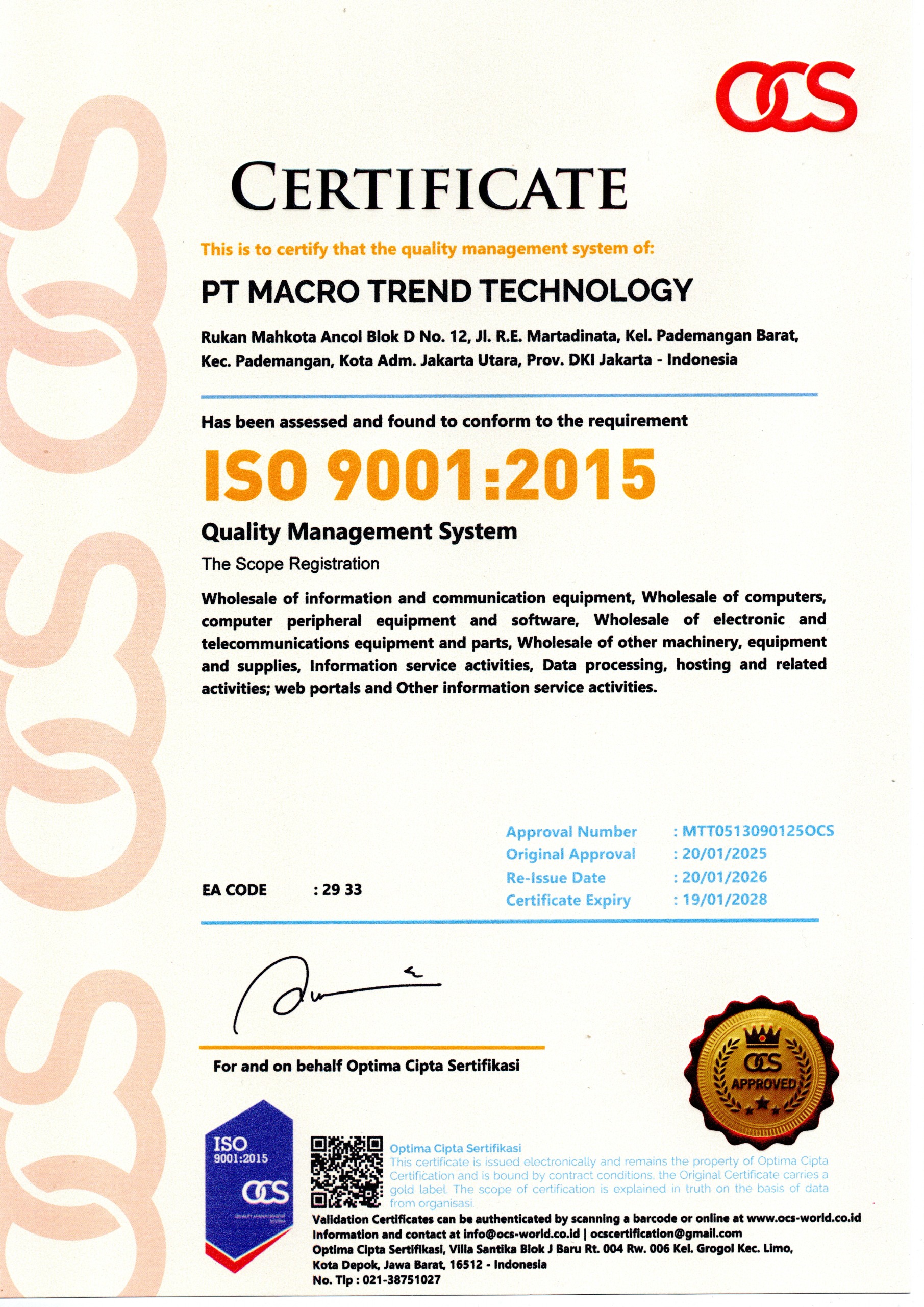 ISO 9001 – Sistem Manajemen Mutu